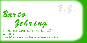 barto gehring business card